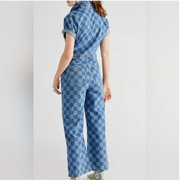 Anthropologie Ragged Jeans Denim Blue Washed Jumpsuit size L - Picture 2 of 7